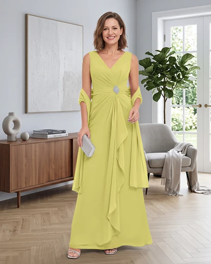 Sleeveless-Chiffon-Mother-of-the-Bride-Dress-with-Shawl-Lemon-1