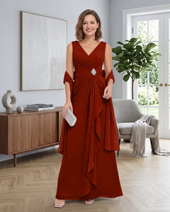 Sleeveless-Chiffon-Mother-of-the-Bride-Dress-with-Shawl-Terracotta-1