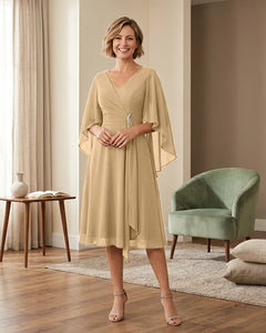 Tea-Length-Chiffon-Mother-of-the-Bride-Dress-with-V-Neck-Champagne-1