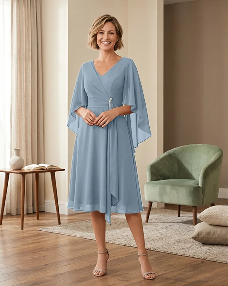 Tea-Length-Chiffon-Mother-of-the-Bride-Dress-with-V-Neck-Dusty-Blue-1