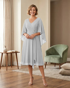 Tea-Length-Chiffon-Mother-of-the-Bride-Dress-with-V-Neck-Ivory-1