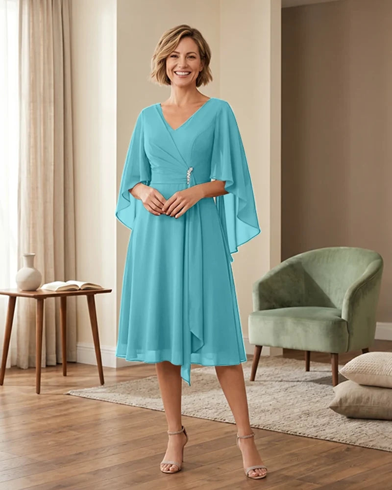 Tea-Length-Chiffon-Mother-of-the-Bride-Dress-with-V-Neck-Jade-1