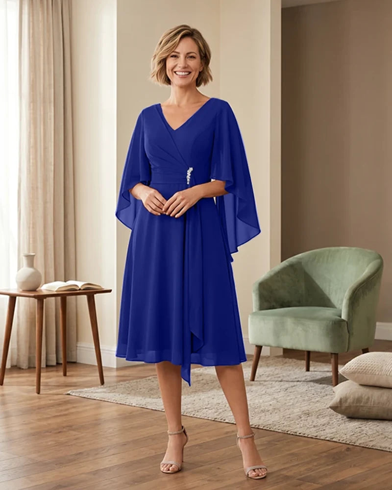 Tea-Length-Chiffon-Mother-of-the-Bride-Dress-with-V-Neck-Royal-Blue-1