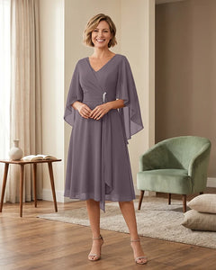 Tea-Length-Chiffon-Mother-of-the-Bride-Dress-with-V-Neck-Wisteria-1