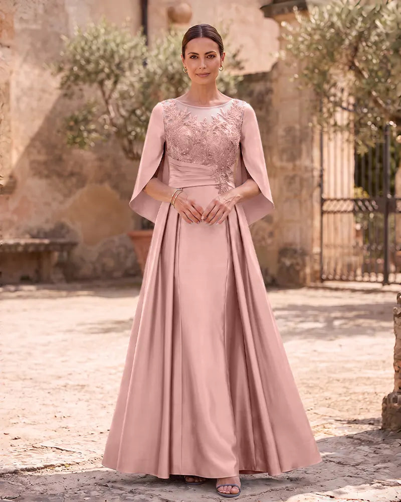 Illusion Neck A‑Line Formal Gown for Wedding Occasions