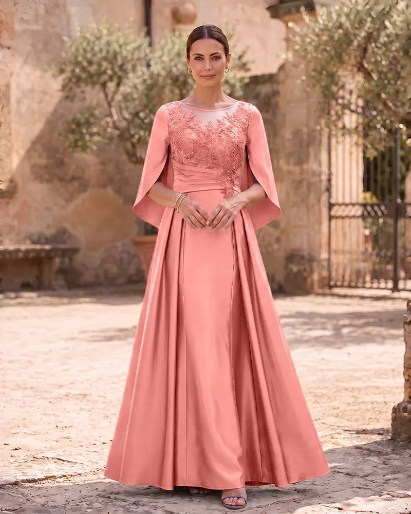 Illusion Neck A‑Line Formal Gown for Wedding Occasions