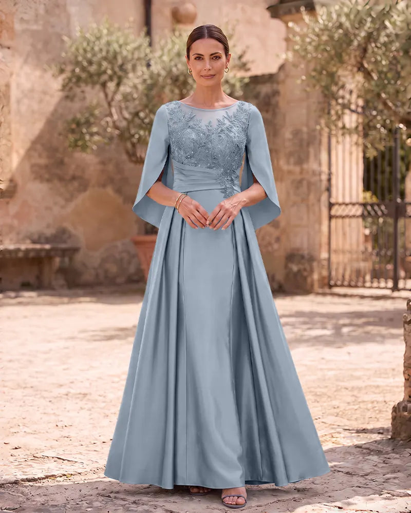 Illusion Neck A‑Line Formal Gown for Wedding Occasions