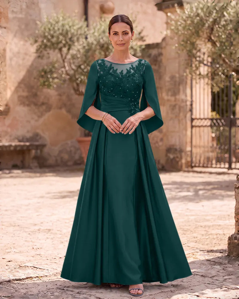 Illusion Neck A‑Line Formal Gown for Wedding Occasions