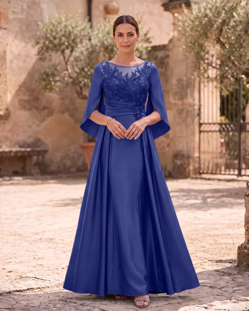 Illusion Neck A‑Line Formal Gown for Wedding Occasions