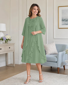 Floral-Lace-Top-Midi-Dress-Matching-Ruffle-Chiffon-Shrug-Dusty-Sage-1