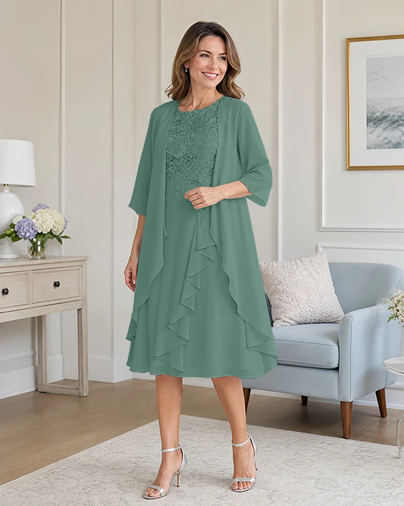 Floral-Lace-Top-Midi-Dress-Matching-Ruffle-Chiffon-Shrug-Eucalyptus-1