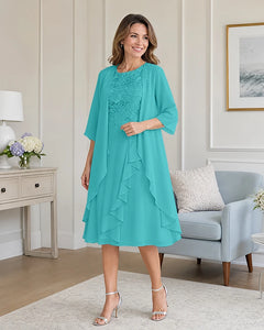 Floral-Lace-Top-Midi-Dress-Matching-Ruffle-Chiffon-Shrug-Jade-1