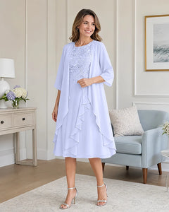 Floral-Lace-Top-Midi-Dress-Matching-Ruffle-Chiffon-Shrug-Lavender-1