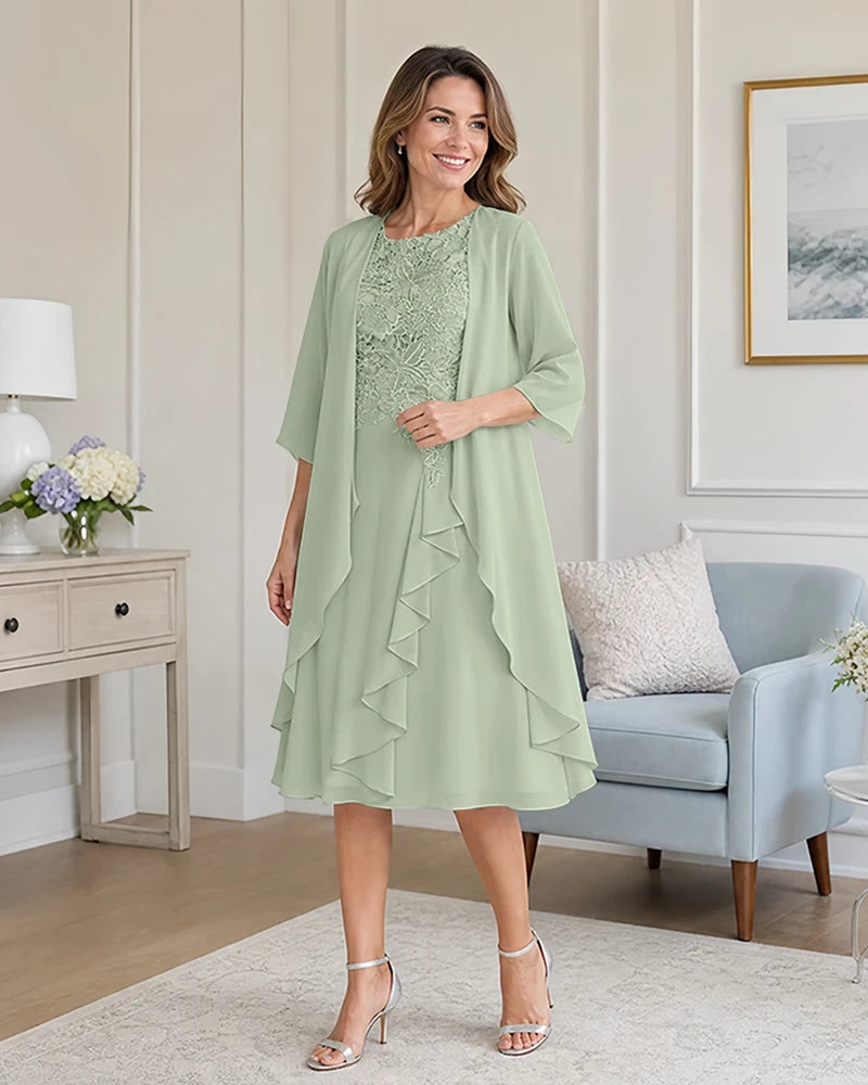 Floral-Lace-Top-Midi-Dress-Matching-Ruffle-Chiffon-Shrug-Sage-1