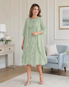 Floral-Lace-Top-Midi-Dress-Matching-Ruffle-Chiffon-Shrug-Sage-1